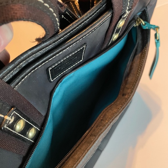 Coach Hampton Nylon Black Turquoise Tote - Picture 10 of 10